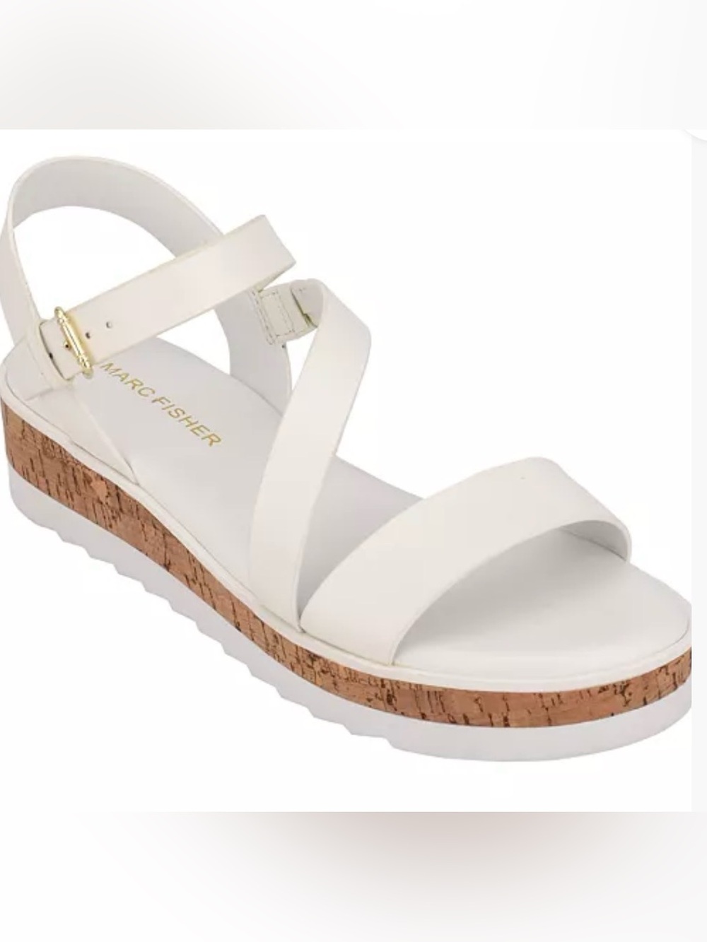 Marc Fisher | White Grandie Treaded Flatform Wedge Sandals 10